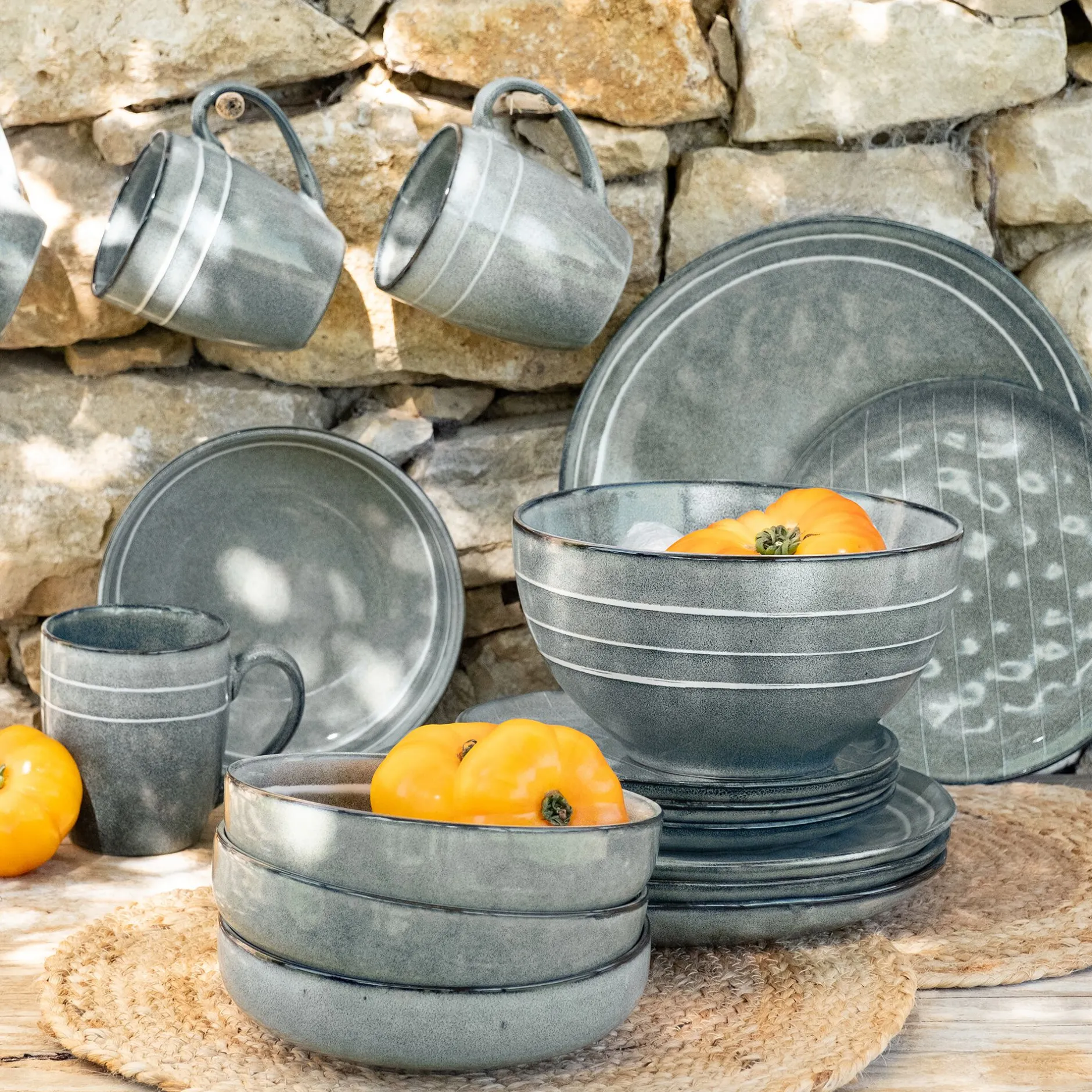 Plat De Service Et Saladier|Assiette De Noël*alinea Saladier en grès D20cm - calaluna Bleu