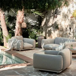 Salon De Jardin Design|Salon De Jardin Bas*alinea Salon de jardin en acier et coussins en tissu - sable (4 places) Beige