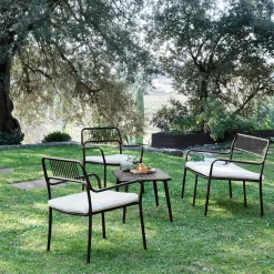 Salon De Jardin Bas*alinea Salon de jardin en acier - noir (4 places)