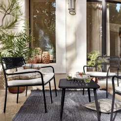 Salon De Jardin Bas*alinea Salon de jardin en acier - noir (4 places)