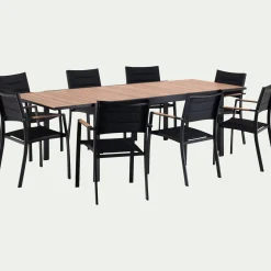 Salon De Jardin Repas*alinea Salon de jardin repas extensible en aluminium - Noir