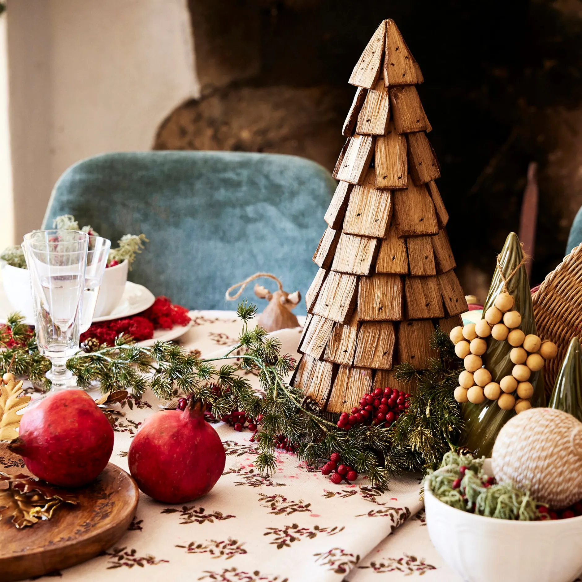 Décoration De La Table De Noël|Petit Sapin De Noël*alinea Sapin décoratif à poser en bois de paulownia H40cm - Naturel