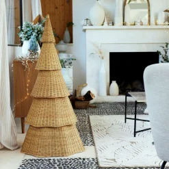 Grand Sapin De Noël*alinea Sapin de Noël en rotin D61xH123cm - Naturel