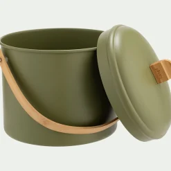 Poubelle*alinea Seau à compost en métal et bambou 7L - Vert
