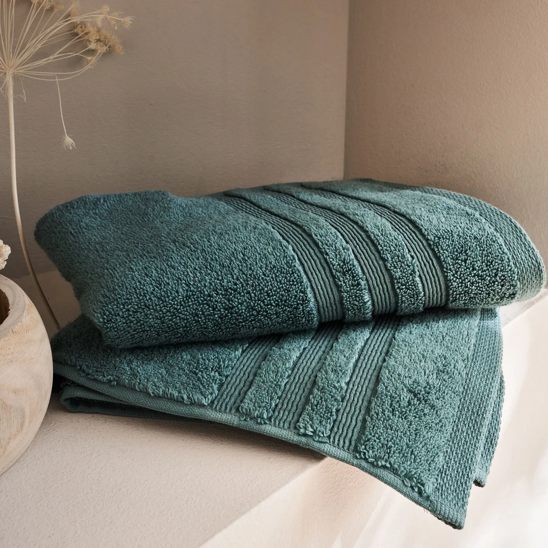 Serviette De Toilette*alinea Serviette de bain bouclette en coton - 50x100cm Vert