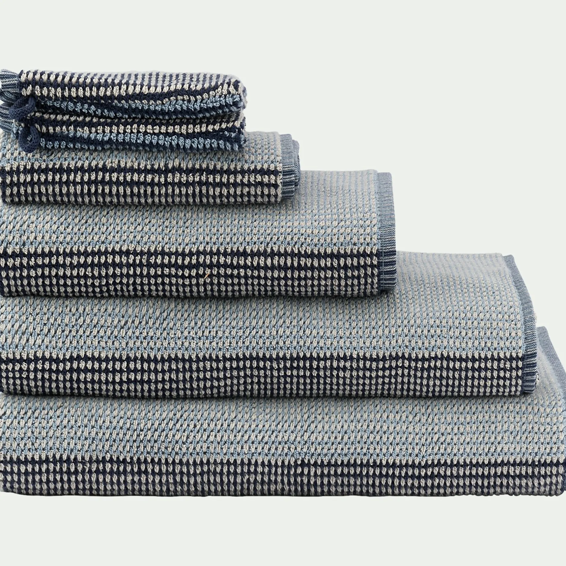 Serviette De Toilette*alinea Serviette de toilette bouclette jacquard en coton 50x100cm - Bleu