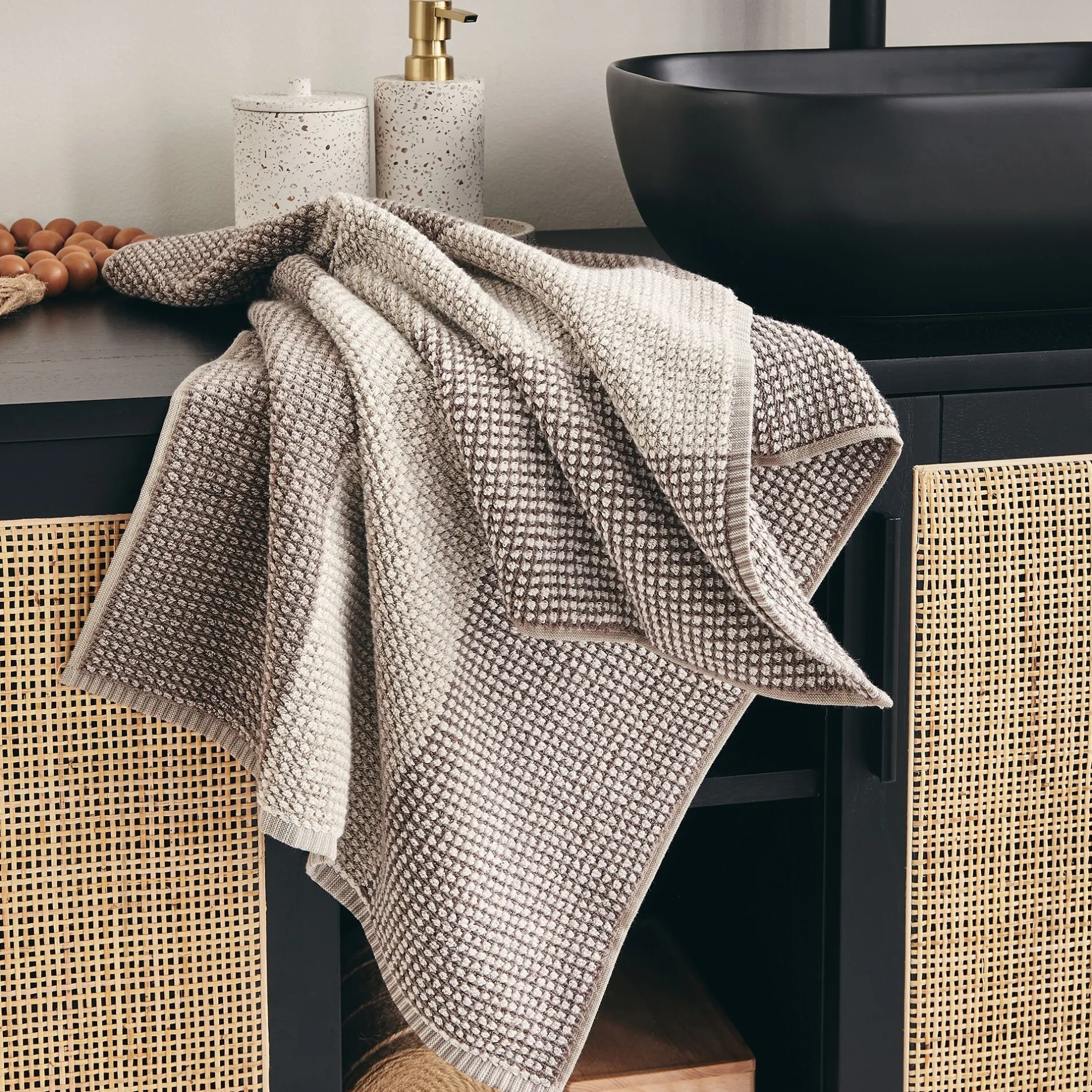 Serviette De Toilette*alinea Serviette de toilette bouclette jacquard en coton - alpilles 50x100cm Beige