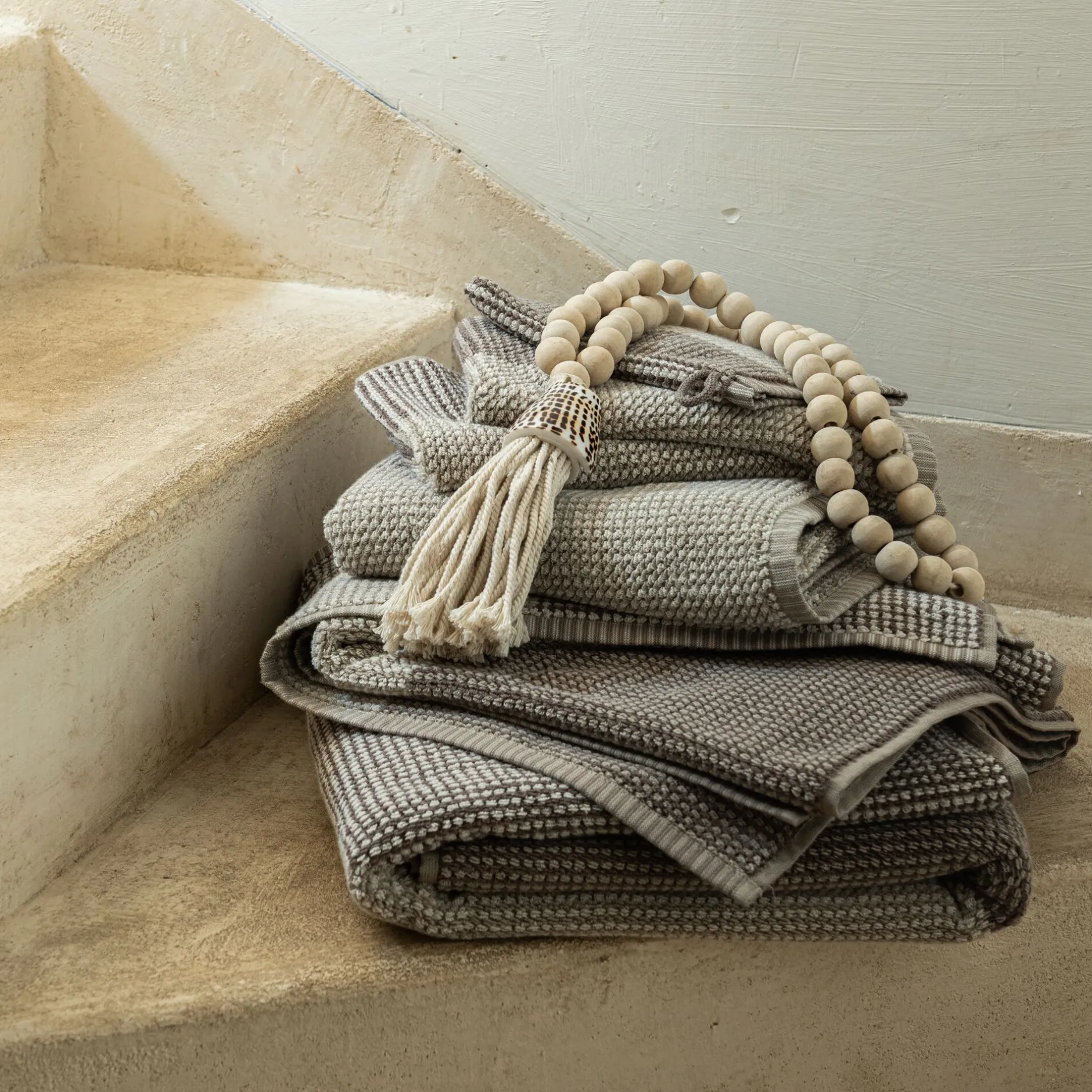 Serviette De Toilette*alinea Serviette de toilette bouclette jacquard en coton - alpilles 50x100cm Beige