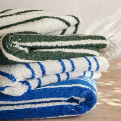 Serviette De Toilette*alinea Serviette de toilette en coton à rayures 50x100cm - Vert