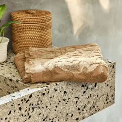 Serviette De Toilette*alinea Serviette de toilette en coton motif floral 50x100cm - sable Beige