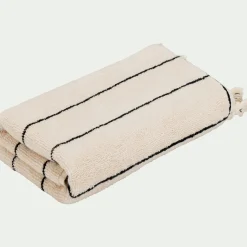 Serviette De Toilette*alinea Serviette de toilette rayée en coton 50x100cm - Beige