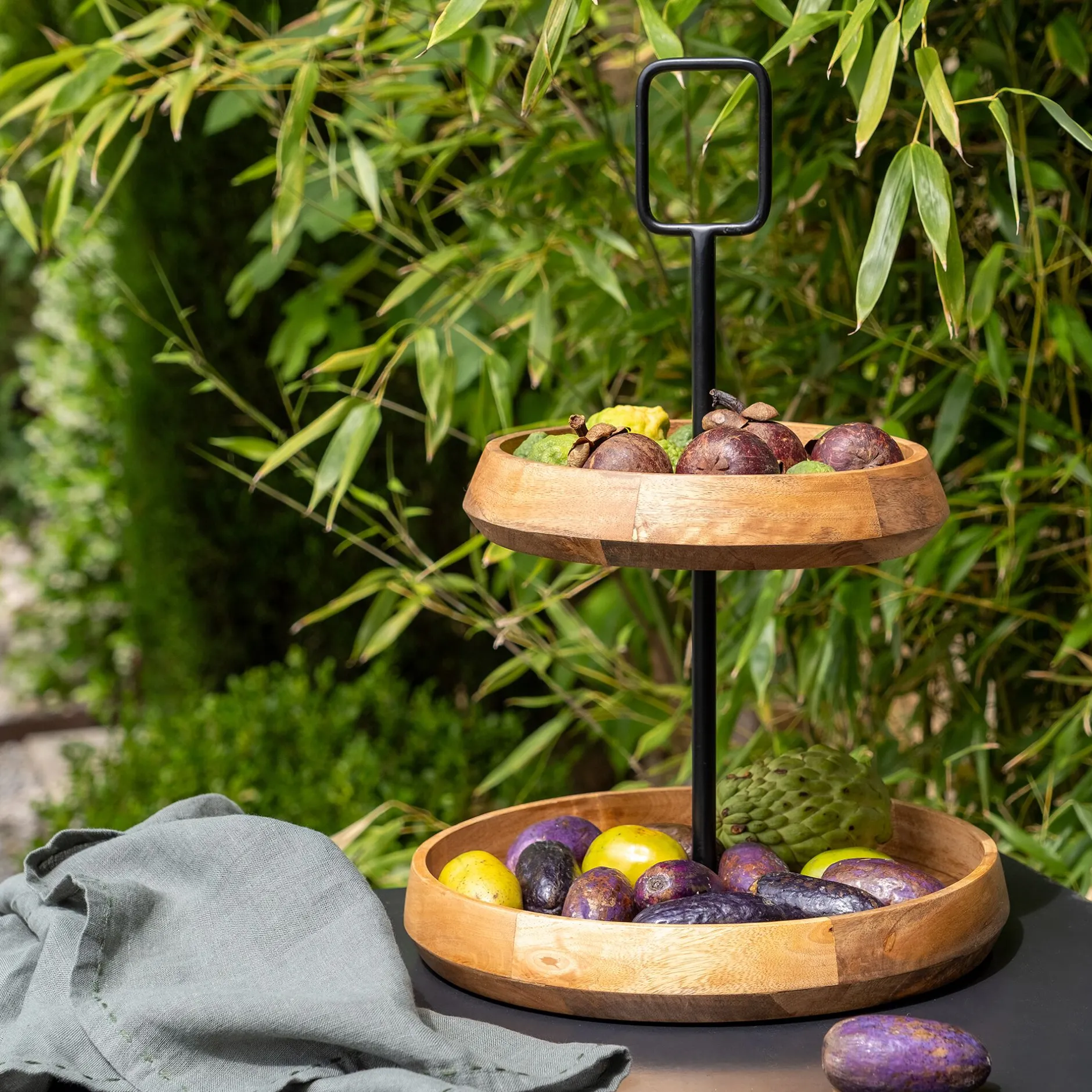 Aménagement Meuble Cuisine|Plateau*alinea Serviteur 2 étages en bois de manguier H47cm - Bois clair