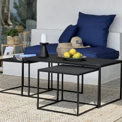 Bout De Canapé|Table Basse*alinea Set de 3 tables basses gigognes en angle en métal - Noir