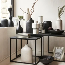 Bout De Canapé|Table Basse*alinea Set de 3 tables basses gigognes en angle en métal - Noir