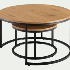 Table Basse*alinea Set de 2 tables basses gigognes en bois et métal - Bois clair