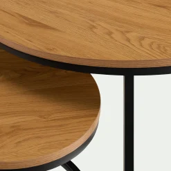 Table Basse*alinea Set de 2 tables basses gigognes en bois et métal - Bois clair