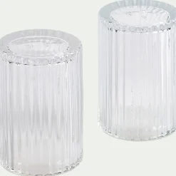 Salière Et Poivrière*alinea Set de salière et poivrière en verre côtelé - H8cm Transparent