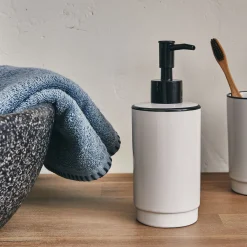 Set De Salle De Bain|Accessoire De Salle De Bain*alinea Set de salle de bain en grès - noir et Blanc