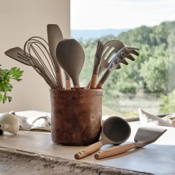 Ustensile De Cuisine|Couvert De Service*alinea Spatule cuillère en bois et silicone - brun terre ombre Marron