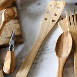 Salière Et Poivrière*alinea Spatule galbée trouée en bois d'olivier L30.5cm Bois clair