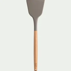 Ustensile De Cuisine|Couvert De Service*alinea Spatule plate en bois et silicone - brun terre ombre
