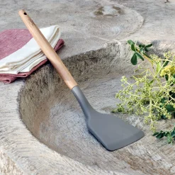 Ustensile De Cuisine|Couvert De Service*alinea Spatule plate en bois et silicone - brun terre ombre