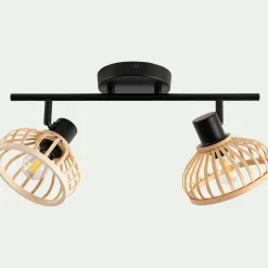 Spot*alinea Spot double en acier et bambou - H15,6xL43,8cm Noir