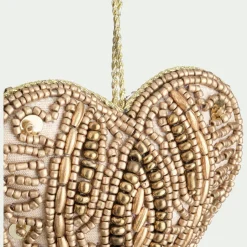 Suspension De Noël*alinea Suspension de Noël coeur en perles H10cm - Doré