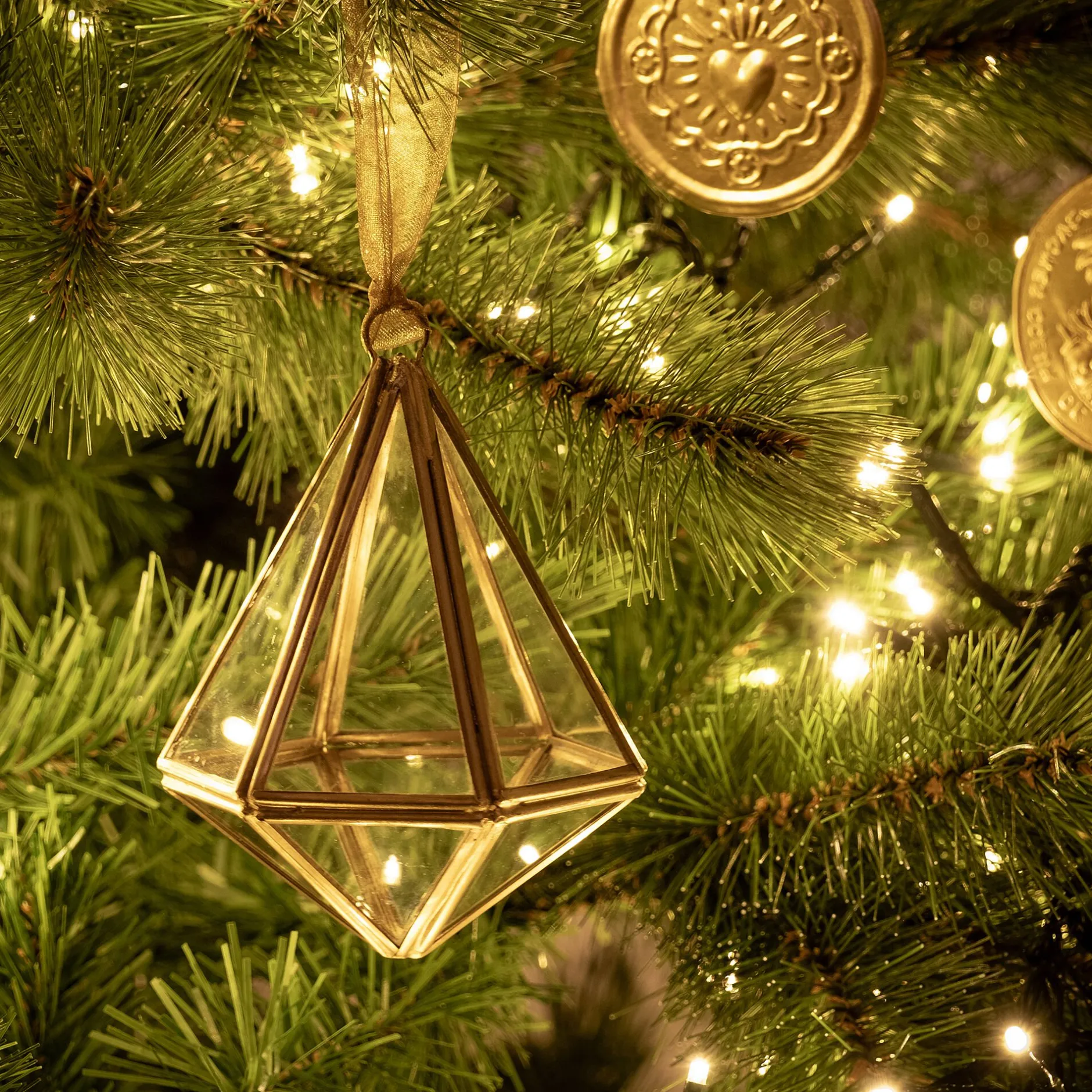 Suspension De Noël*alinea Suspension de Noël diamant en verre H11cm - Doré