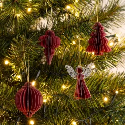 Suspension De Noël*alinea Suspension de Noël en papier H6cm - (modèle aléatoire) Rouge