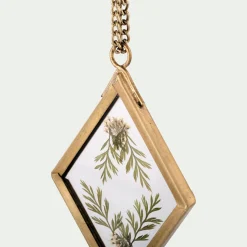 Suspension De Noël*alinea Suspension de Noël en verre et laiton avec fleurs séchées H5cm - Doré