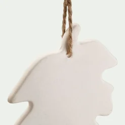 Suspension De Noël*alinea Suspension de Noël feuille en grès H11,43cm - Blanc