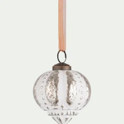 Suspension De Noël*alinea Suspension de Noël goutte en verre H8cm - Blanc