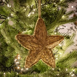 Suspension De Noël*alinea Suspension de Noël étoile en jacinthe d'eau H21cm - Naturel