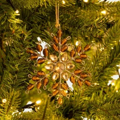 Suspension De Noël*alinea Suspension de Noël étoile en perles de verre H11,5cm - Doré