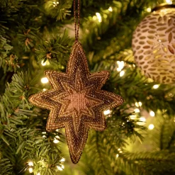 Suspension De Noël*alinea Suspension de Noël étoile en perles H11,5cm - Doré