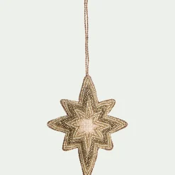 Suspension De Noël*alinea Suspension de Noël étoile en perles H11,5cm - Doré