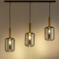 Lustre De Salle À Manger|Suspension Électrifiée*alinea Suspension en acier à 3 globes en verre fumé - Noir