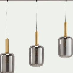 Lustre De Salle À Manger|Suspension Électrifiée*alinea Suspension en acier à 3 globes en verre fumé - Noir