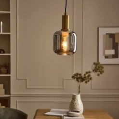 Suspension Électrifiée*alinea Suspension en laiton et globe en verre fumé D16cm - métallisé Doré