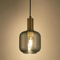 Suspension Électrifiée*alinea Suspension en laiton et globe en verre fumé D16cm - métallisé Doré