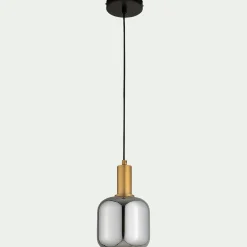 Suspension Électrifiée*alinea Suspension en laiton et globe en verre fumé D16cm - métallisé Doré