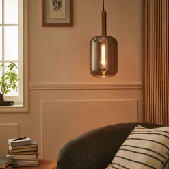 Lustre De Salle À Manger|Lustre*alinea Suspension en laiton et globe en verre fumé D22cm - Doré