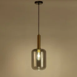 Lustre De Salle À Manger|Lustre*alinea Suspension en laiton et globe en verre fumé D22cm - Doré