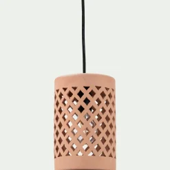 Luminaire Exterieur|Lampe Et Lampadaire D'Extérieur*alinea Suspension extérieure cylindrique ajourée en terre cuite - argile D15cm Rose