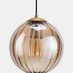 Suspension Électrifiée*alinea Suspension électrifié en verre et acier D25cm - Marron