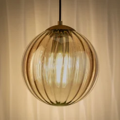 Suspension Électrifiée*alinea Suspension électrifié en verre et acier D25cm - Marron