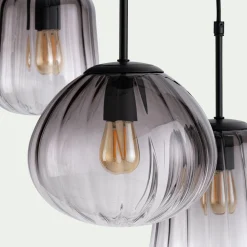 Suspension Électrifiée*alinea Suspension électrifiée avec 3 lampes en verre - Gris