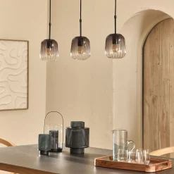 Suspension Électrifiée*alinea Suspension électrifiée avec 3 luminaires en verre - Gris