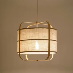 Lustre De Salle À Manger|Lustre*alinea Suspension électrifiée en lin et bambou D37cm - Beige